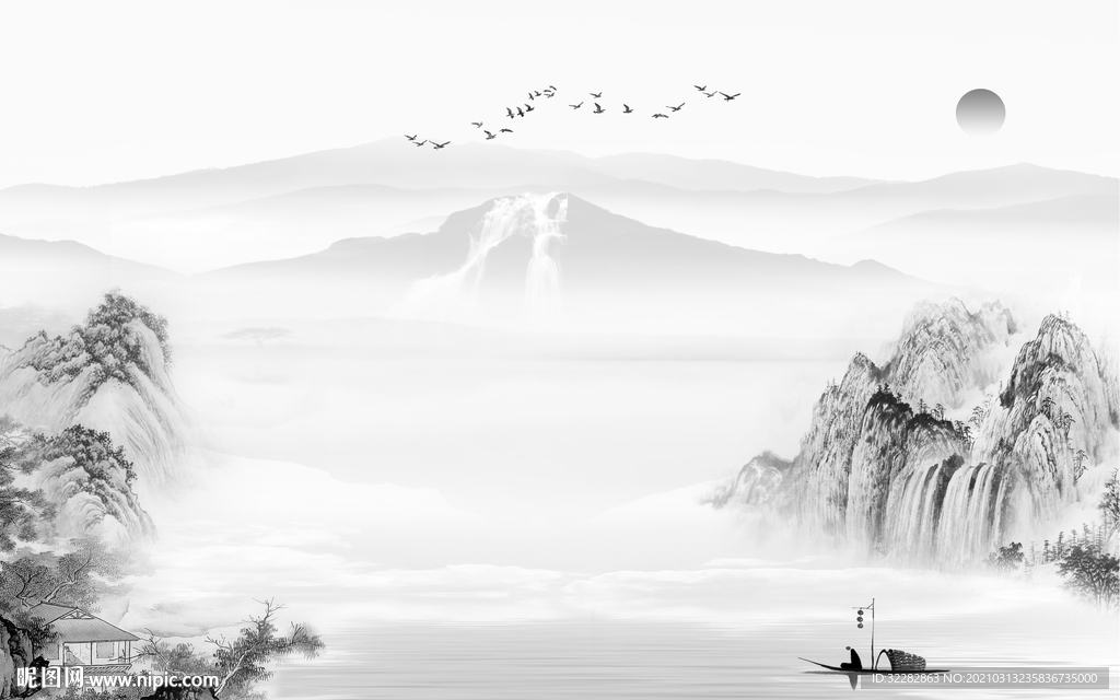 大气 高清背景山水 文件分层