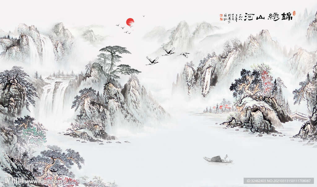 锦绣山河背景墙