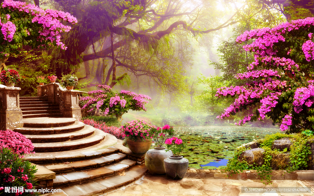 花海树林背景墙