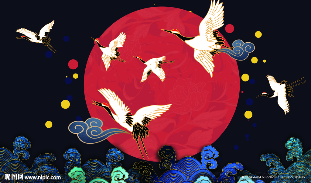 国潮背景装饰画