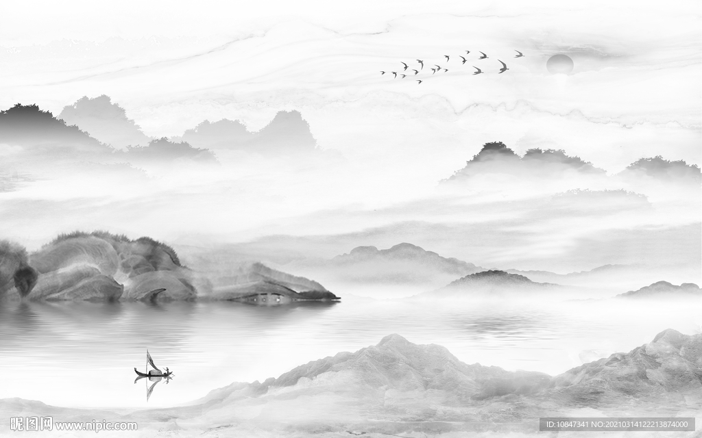 高端山水画人气画 TIF分层