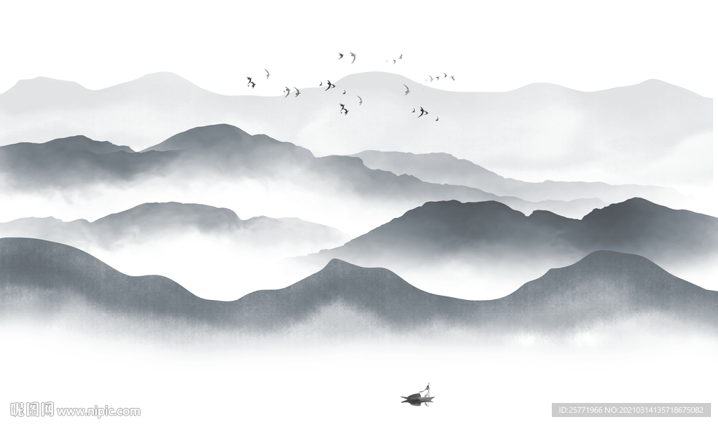 水墨山水背景墙