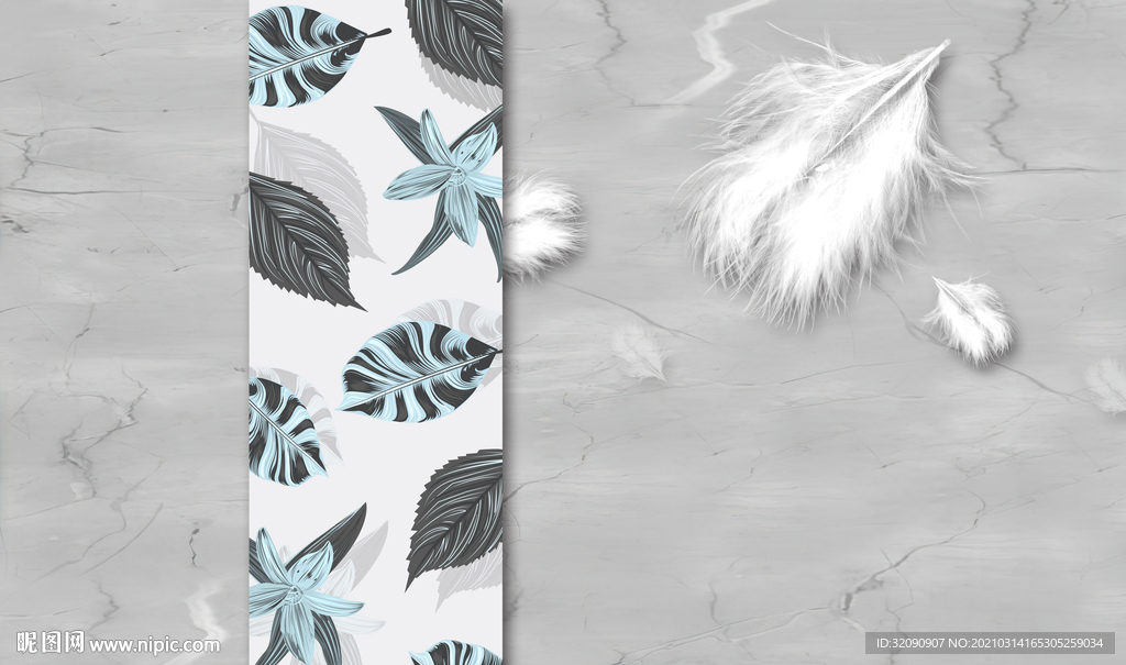 欧式羽毛大理石背景墙