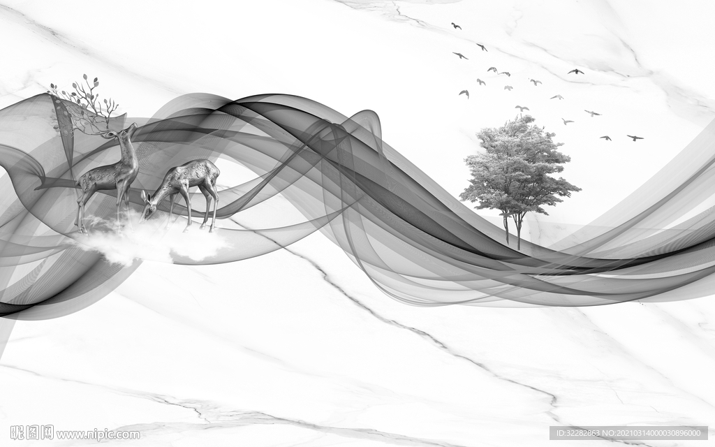 现代 高清背景山水 文件分层