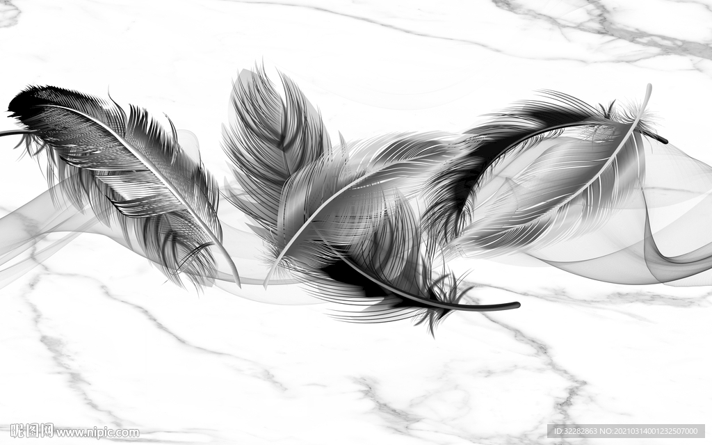 羽毛爵士白背景墙 文件分层