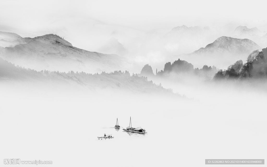 高清 客厅背景山水  文件分层