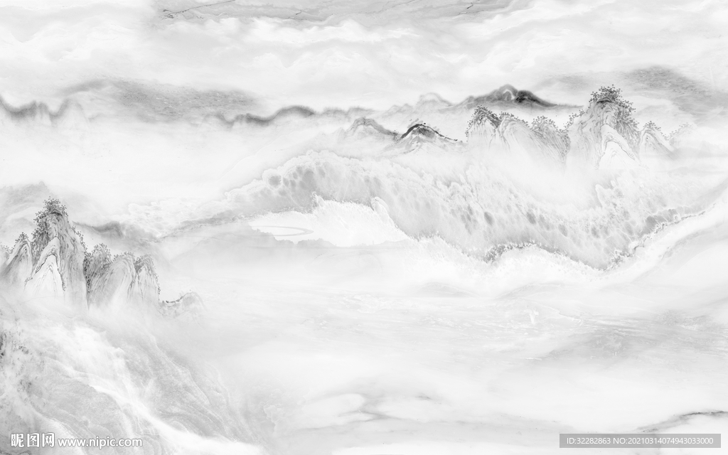 石纹背景山水墙画 文件分层