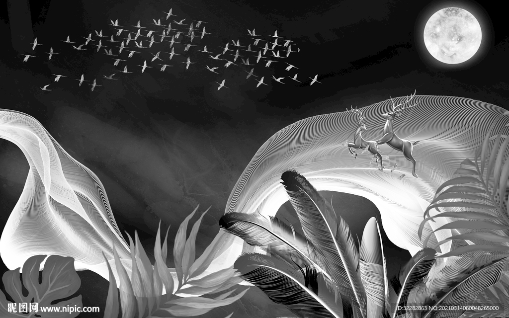 现代 新灰色背景墙 文件分层