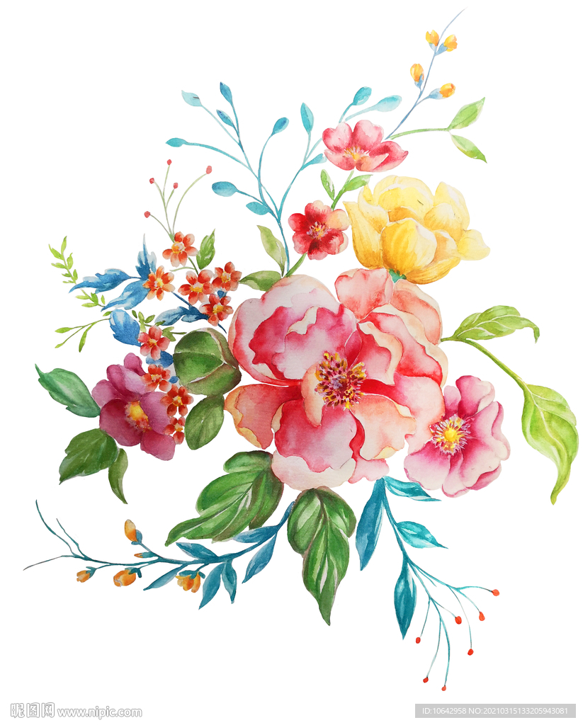 手绘水彩花卉插画