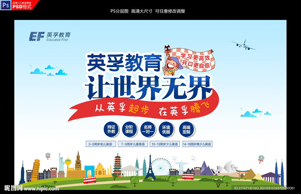 高清大尺寸英孚教育英孚英语展板