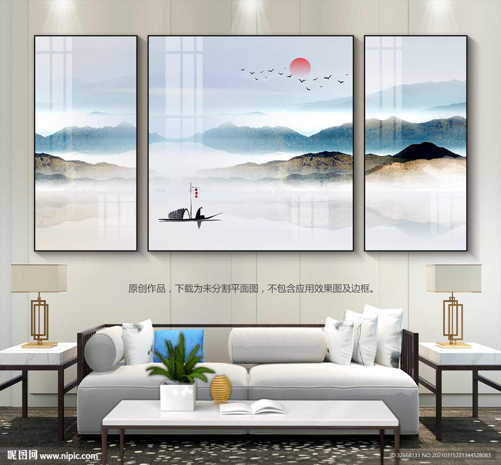 新中式意境山水画水墨山水画