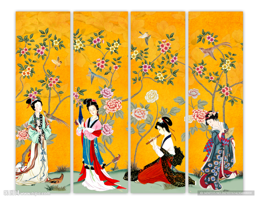 花鸟仕女图