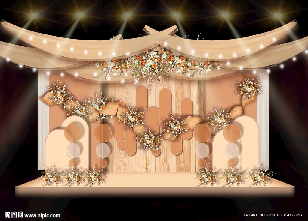 橙色复古舞台背景