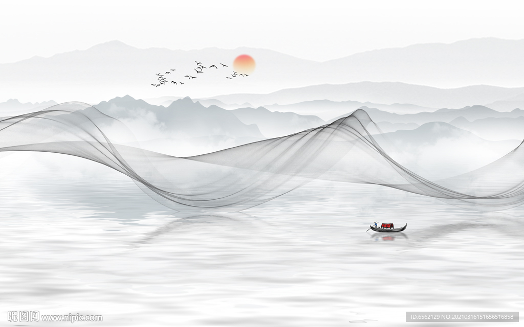 新中式山水背景墙