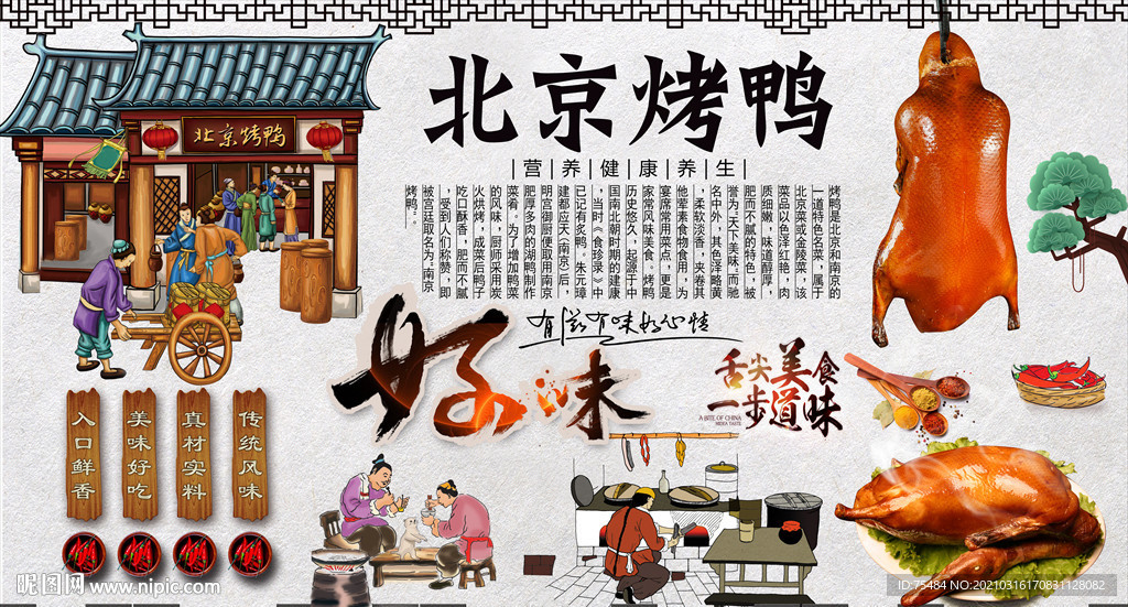 北京烤鸭背景墙