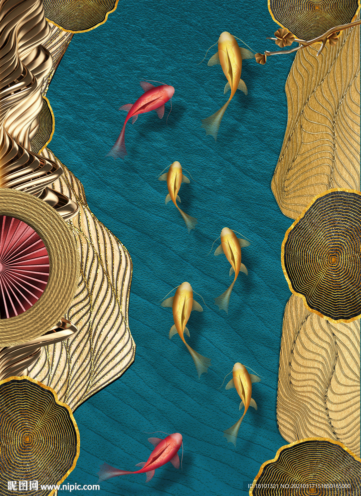 轻奢金色玄关装饰画