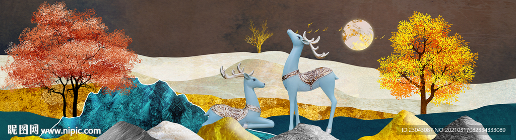 麋鹿立体装饰画