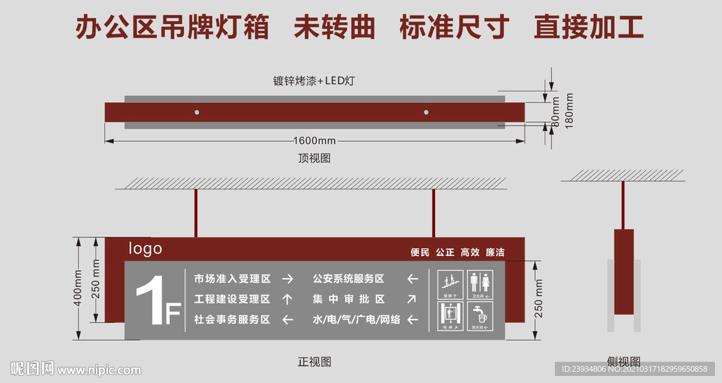 办公区吊牌灯箱标识牌