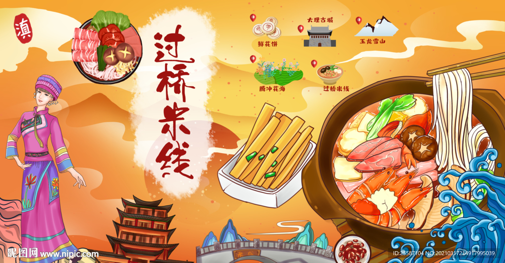 过桥米线背景墙
