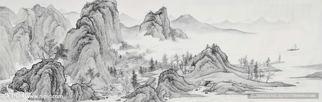 古典山水水墨中式装饰画