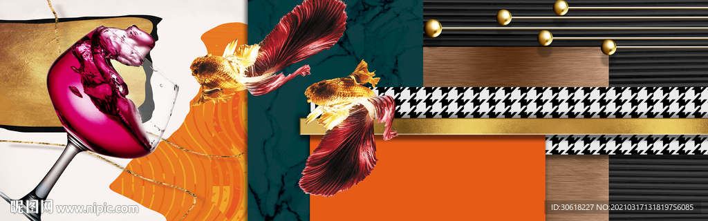 爱马仕北欧轻奢床头装饰画