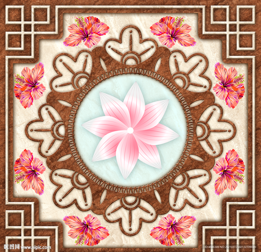 奢华花纹大理石天顶