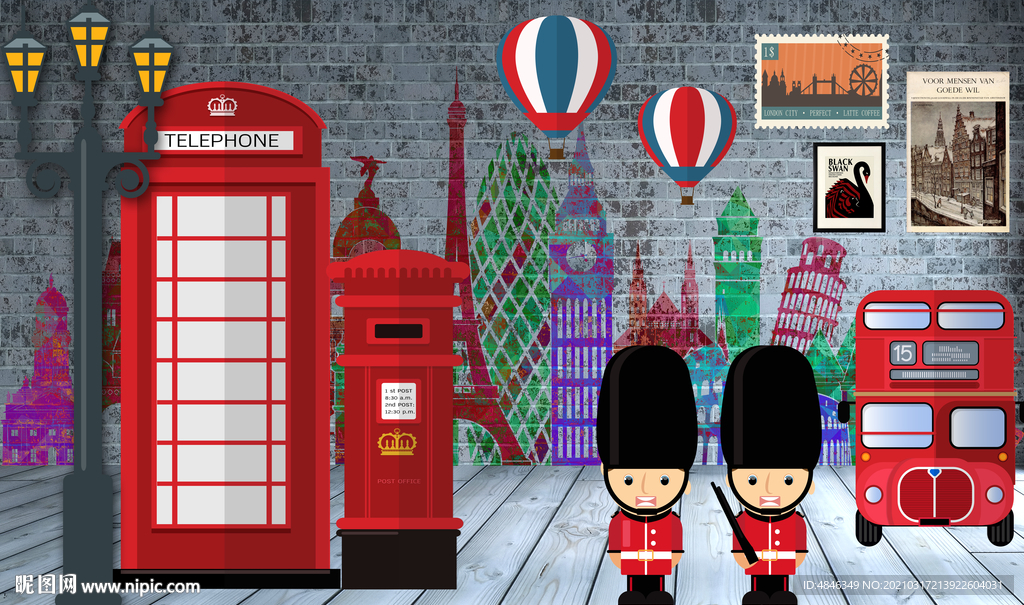 欧美欧式复古工装背景墙