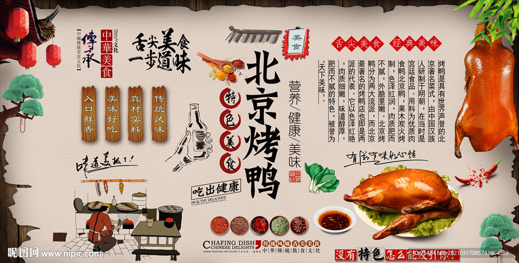 北京烤鸭背景墙