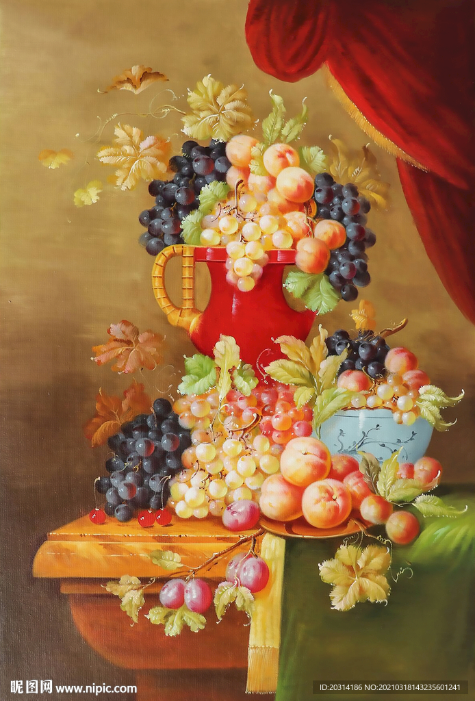 水果葡萄景物油画