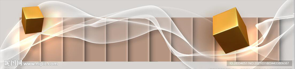 轻奢晶瓷抽象金色飘带床头画