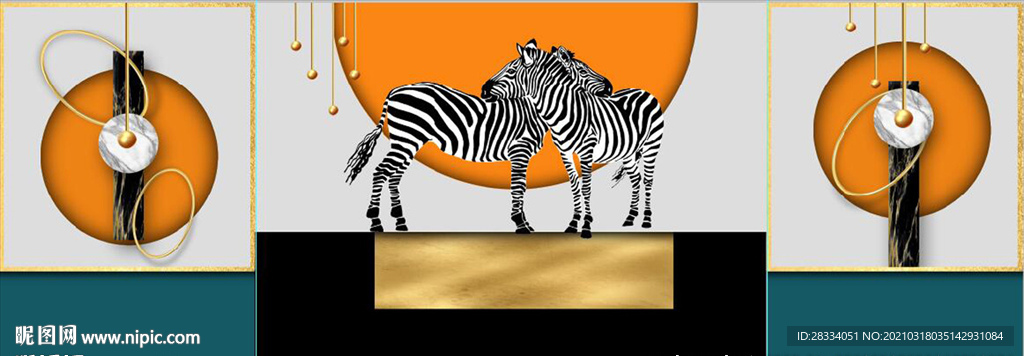 轻奢晶瓷抽象几何斑马装饰无框画