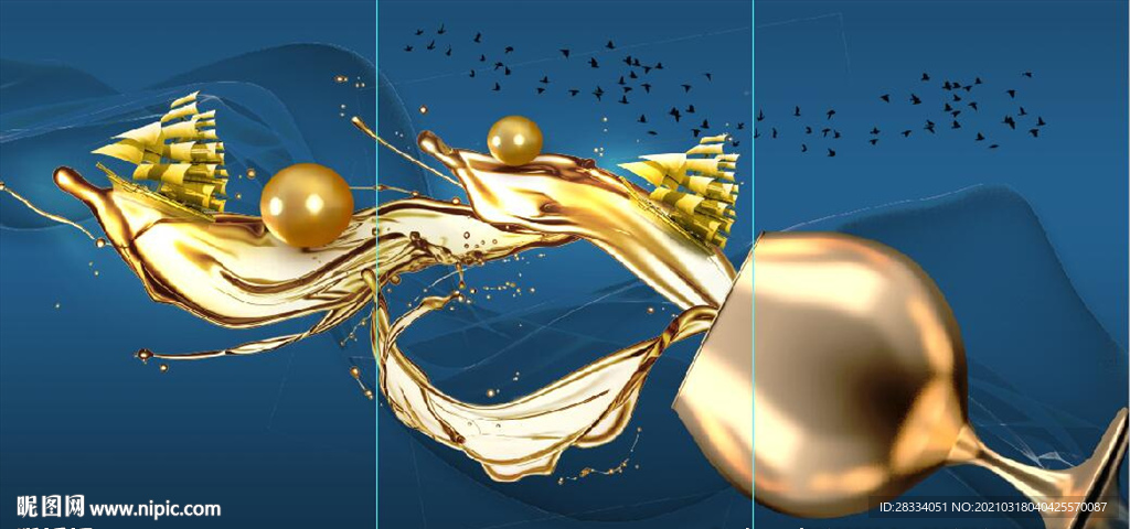 现代晶瓷金色酒杯杯饮餐厅装饰画