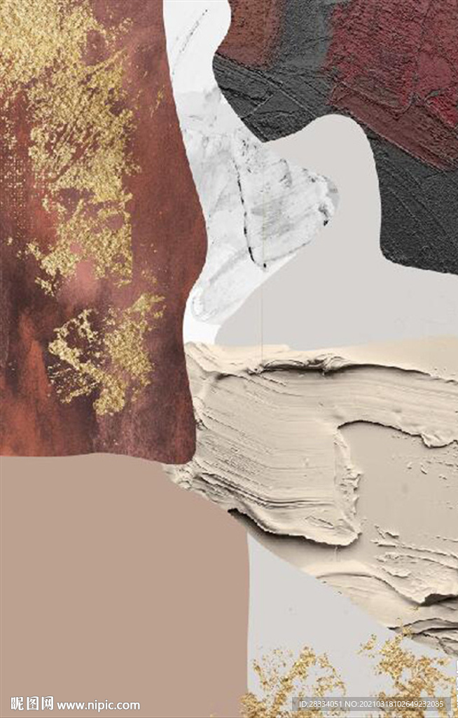 北欧风抽象金色油画玄关装饰画