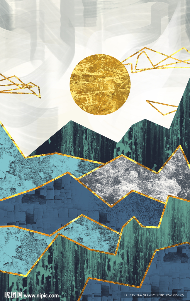 抽象金色山水
