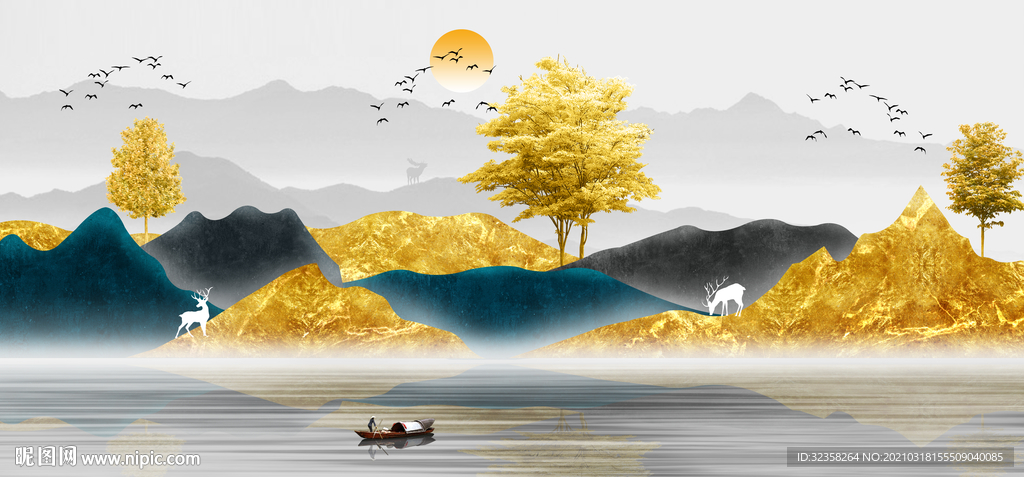 麋鹿山水玄关