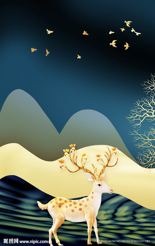 麋鹿装饰画