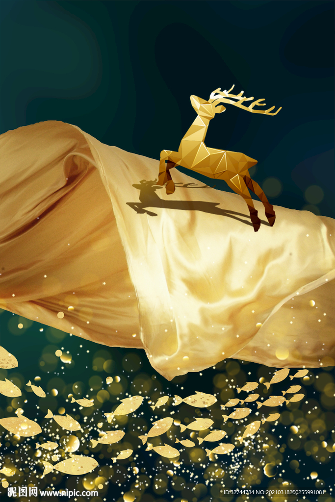 飘带麋鹿装饰画