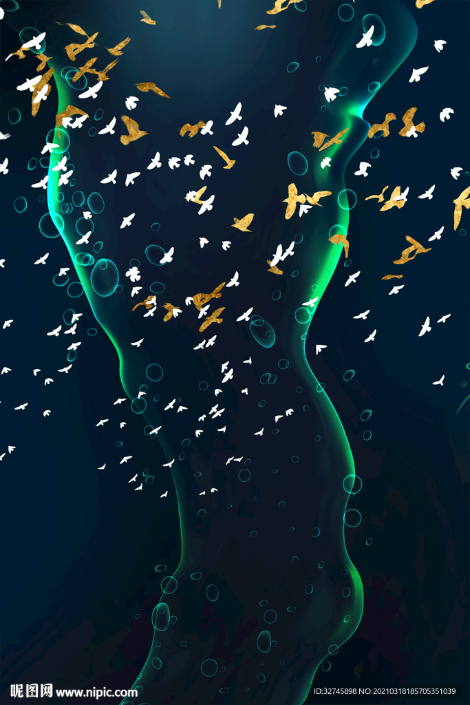 抽象飞鸟装饰画