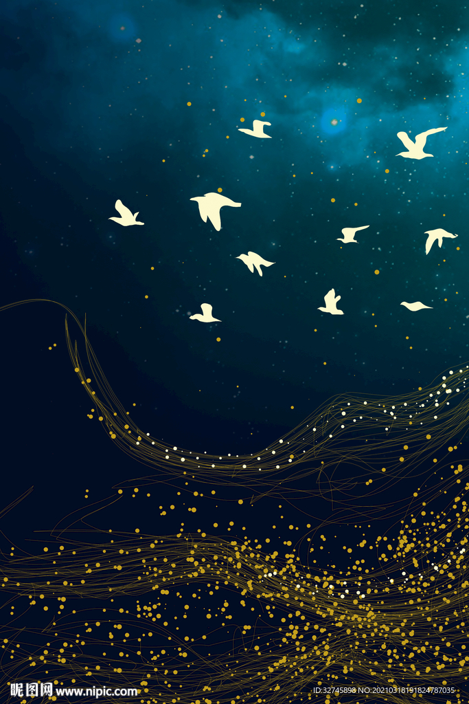 金色鸟儿装饰画