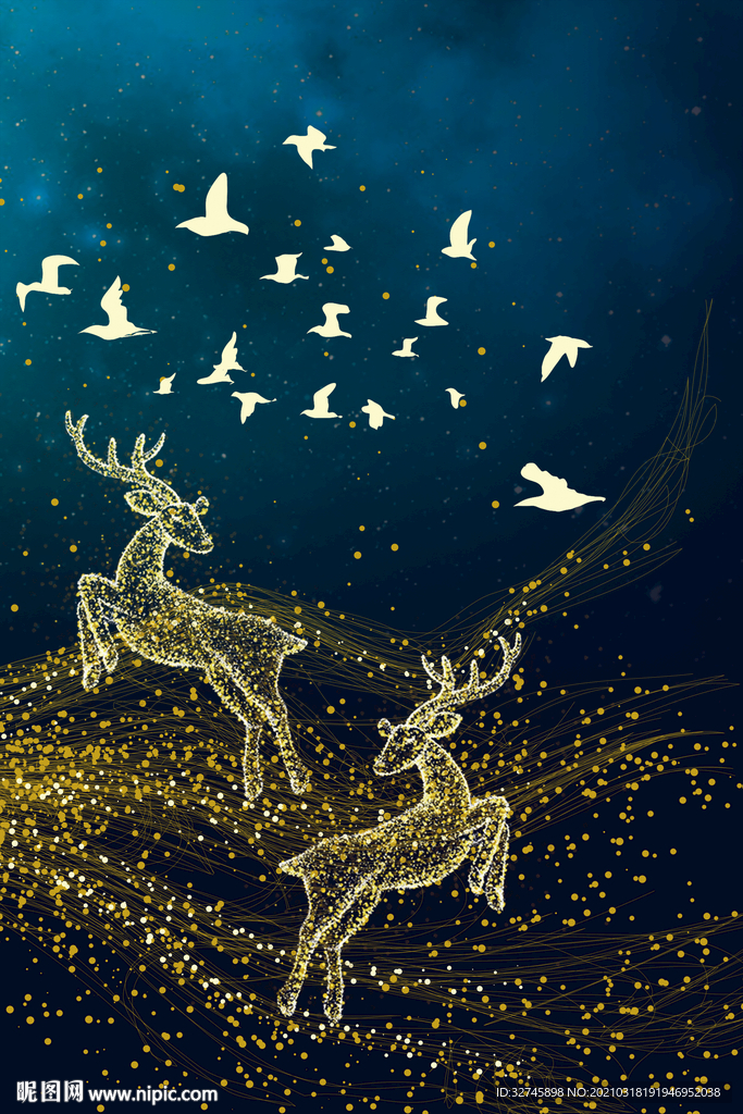 梦幻麋鹿晶瓷画