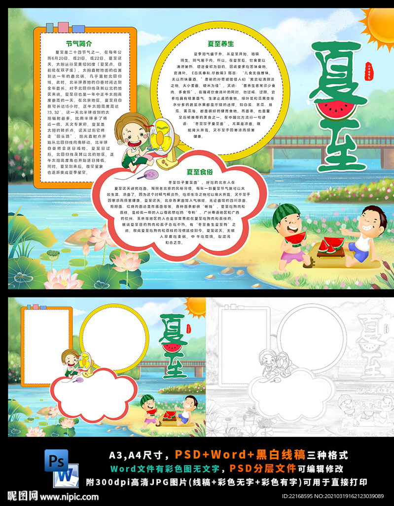 夏至二十四节气传统节日夏天小报