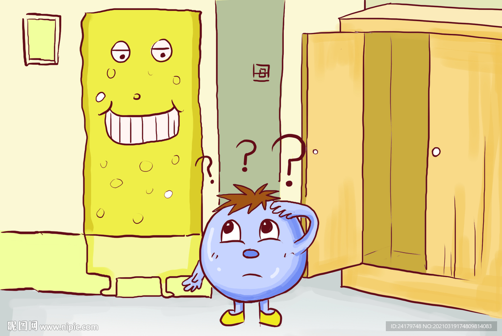 卡通小圆球有疑问漫画场景