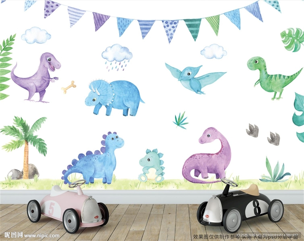 可爱恐龙背景墙