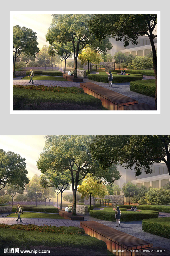 小区园林景观效果PSD