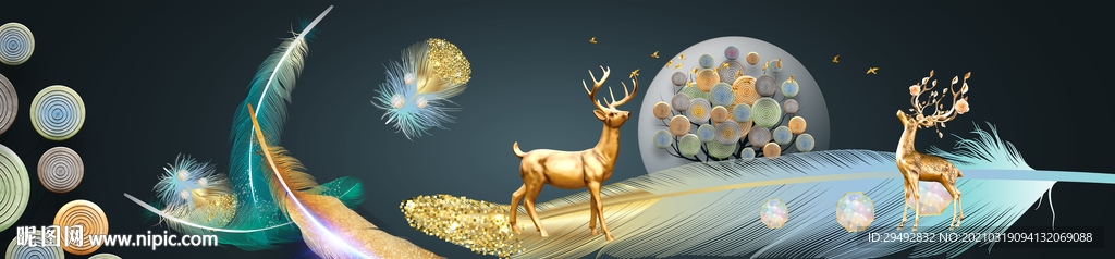 麋鹿中式装饰画