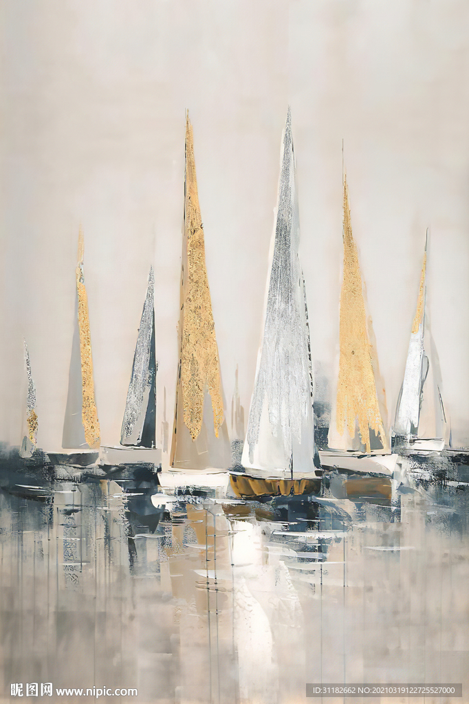 手绘油画一帆风顺装饰画