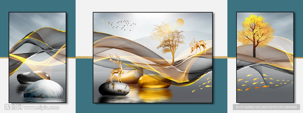 石来运转框中框装饰画