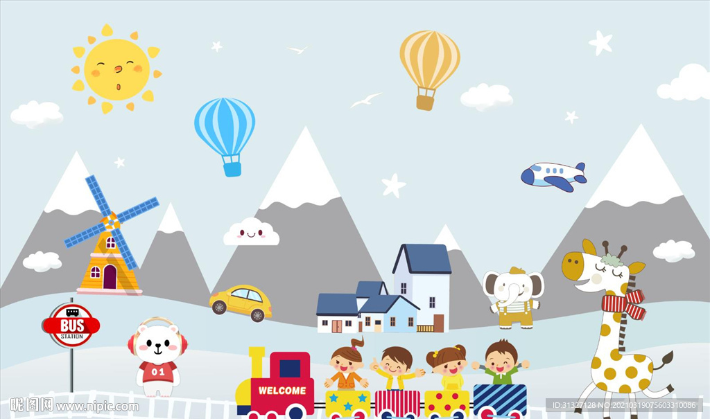 幼儿园儿童学生车雪山图片