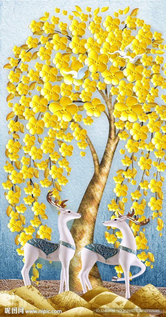 麋鹿发财树玄关