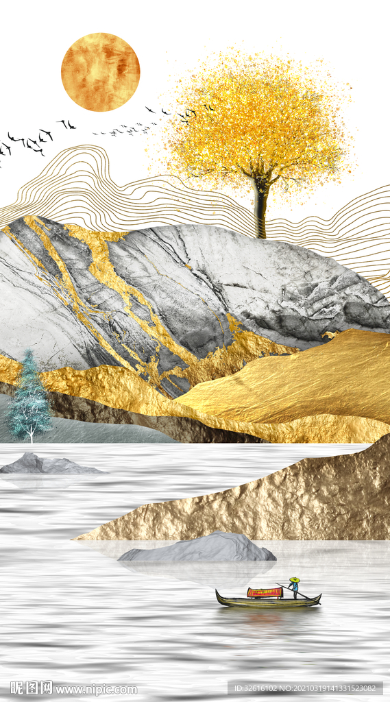 发财树山水画